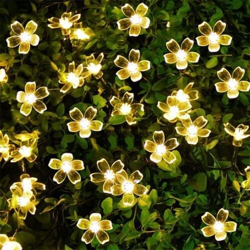 10/20/30 LED Cherry Blossom Flower String Lights Crystal Flowers Twinkle Garlands Christmas Holiday Party Wedding Decor Lights