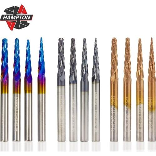 Hampton 5pc/Set Tapered Ball Nose End Mill Carbide Tungsten Steel End Mills Taper Wood Metal Milling Cutter Set