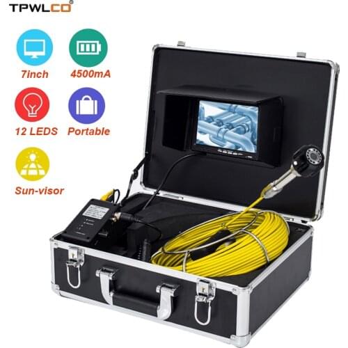 20-50m Cable 7inch LCD Monitor Video Camera Endoscope Support DVR Waterproof 23mm Snake Well Camera With 12PCS LED Lights
