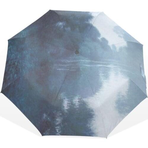 Monet Arts Oil Painting Seine River Umbrellas Fully-automatic Umbrella Rain Women parasol Paraguas Sunny Windproof Umbrella