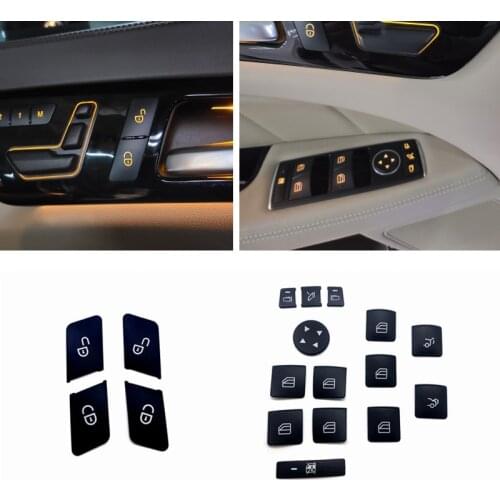 Car Window Glass Lift Button Sticker Door lock Unlock Button Cover Sticker For Mercedes Benz A B C E GLA CLA GLK GL ML GLE Class