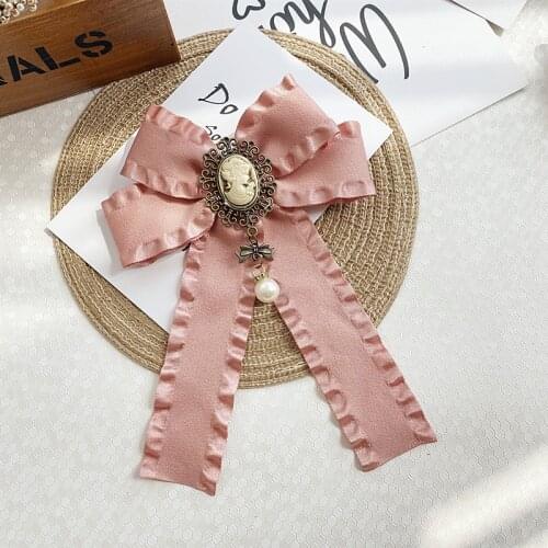 New Vintage Fabric Large Bow Tie Brooch Pin Beauty Head Cravat Shirt Dress Collar Luxulry Jewelry Gifts for Women Accessories
