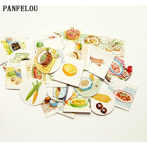 PANFELOU 1bag=40PCS food The sealing paste adhesive paper stickers Hand account Scrapbooking DIY Album book cards
