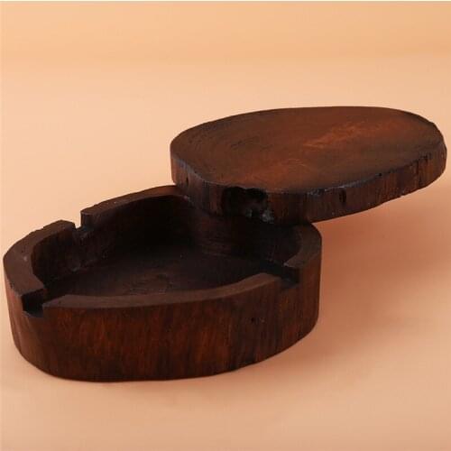 Wood Color Southeast Asia Features Solid Wood Ashtray Personality Wooden With Lid Ashtray