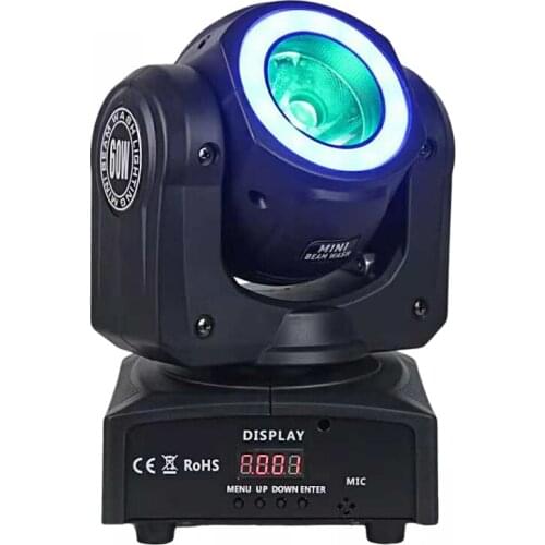 Professional 60w RGBW LED beam moving head light with RGB 5050 SMD ring DMX control Wash strobe effects stage lighting DJ lights