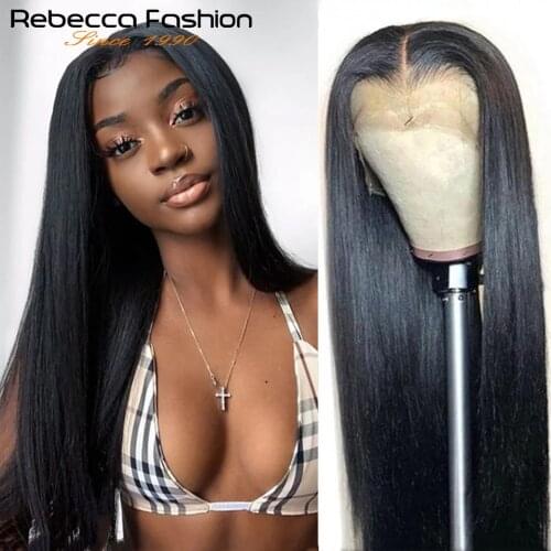 Straight Human Hair Lace Front Wigs 100% Human Hair Straight Closure Wig Pre-Plucked Glueless Straight Hair Lace Wigs for Woman