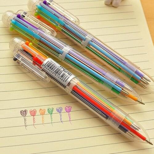 6 Colors caneta 0.5mm Oily Ink Ballpoint Pen Office School Smooth Writing Ball Pen Ballpoint Pens Perfect for Children