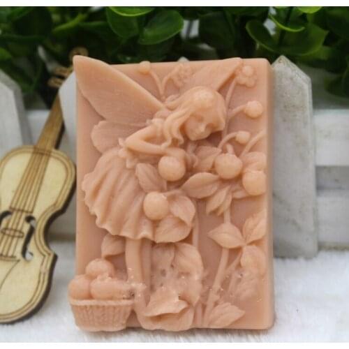 Silicone Soap Mold Handmade Food Mold Flower Fairy Picking Fruit DIY Soaps Mould Aroma Stone Moulds Silicone Rubber PRZY