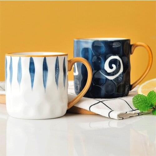 Blue and White Porcelain Ceramic Cup Creative Coffee Cups Office Mug Trend Couple Milk Cup Home Personalized 300ml Water Cup