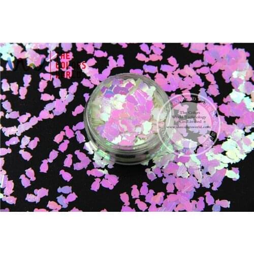 TCI03 Pearlescent Indescent White Pink Light Colors Penguin shape Glitter 5.0MM Size Glitter for nail Art nail gel makeup