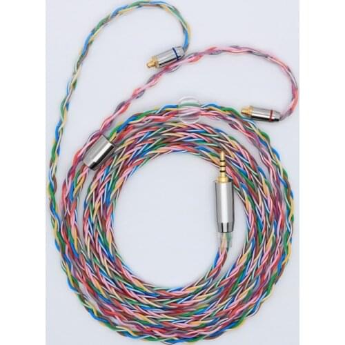 XINHS 8 Core 6N OCC Rainbow cable 3.5/2.5/4.4mm PLUG with MMCX/0.78mm/ QDC/TFZ for CIEM VX ZAX C12 CA16 MK3