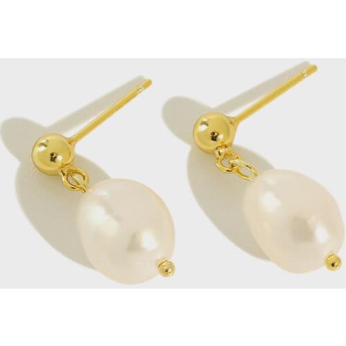 925 sterling silver earrings for women natural freshwater baroque pearl stud earring, irregular earings gold color 925 jewelry