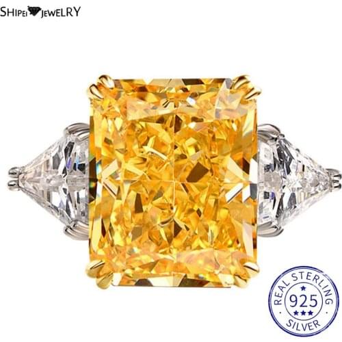 Shipei 100% 925 Sterling Silver Created Moissanite Gemstone Wedding Engagement Fine Jewelry Luxury White Gold Ring For Women