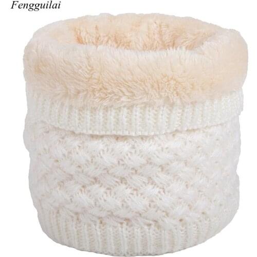 Winter Warm Knitted Ring Scarf Fleece Inside Elastic Knit Plush Scarves Men Women Thick Warmers Cotton Snood Neck Ring