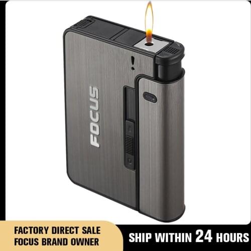 10pcs Automatic Cigarette Case Auto Injection Metal Cigarettes Boxes Lighter for Men Smoking Tool Christmas Gift Dropshipping