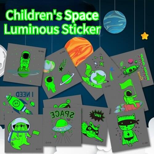 12pcs Space Luminous Tattoo Stickers Yuhang Universe Childrens WaterproofLuminous Tattoo Stickers Fashion Temporary Tattoos