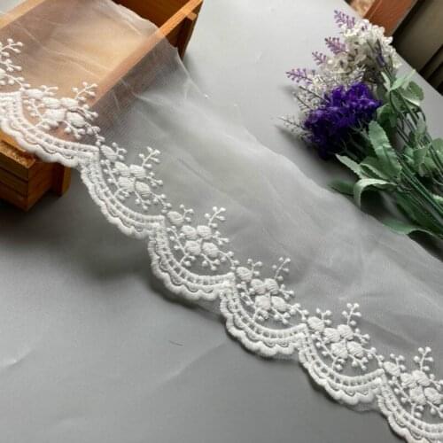 2Yard/lot Width:7cm White cotton embroidered mesh organza lace trim lace Garment lace trims trimmings DIY Sewing accessories New