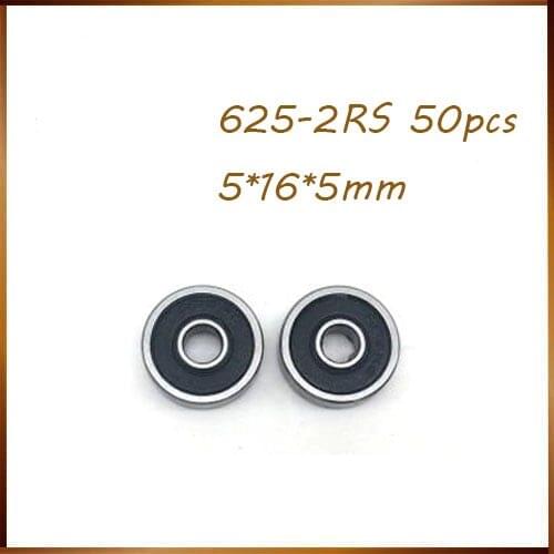 50pcs free shipping double Rubber sealing cover deep groove ball bearing 625-2RS 5*16*5 mm 625 RS / 625RS