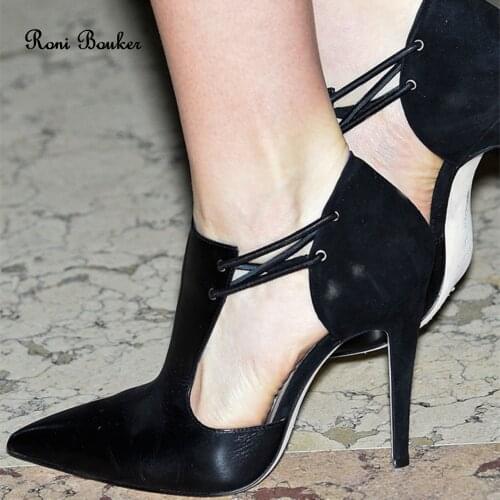 Roni Bouker Lady Fashion Design Shoes Women Genuine Leather High Heel Booties Woman Autumn Black Ankle Boots Womans Dress Shoe