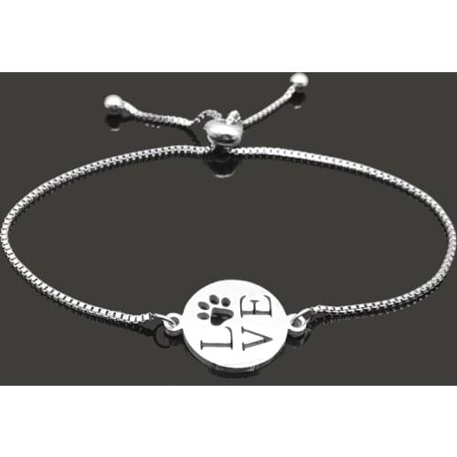 Stainless Steel Love Pet Paw Charm Bracelet For Women Wholesale High Polished Bracelets Amazing Quality