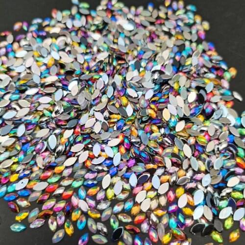 3*6mm Colorful AB Resin Horse Eye Rhinestones Strass Flatback Acrylic Stone Glue On Face Crystal Stones For DIY Crafts Decor