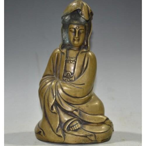 China brass archaize Guanyin bodhisattva crafts statue