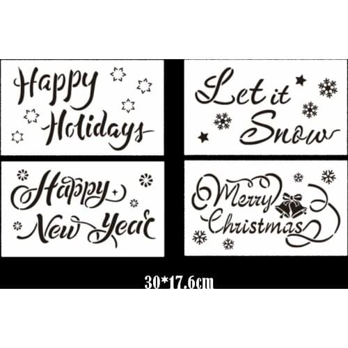 4pc Cake Stencil Christmas Painting Template DIY Walls Scrapbooking Embossing Album Bullet Journal Accessories Decor Reusable