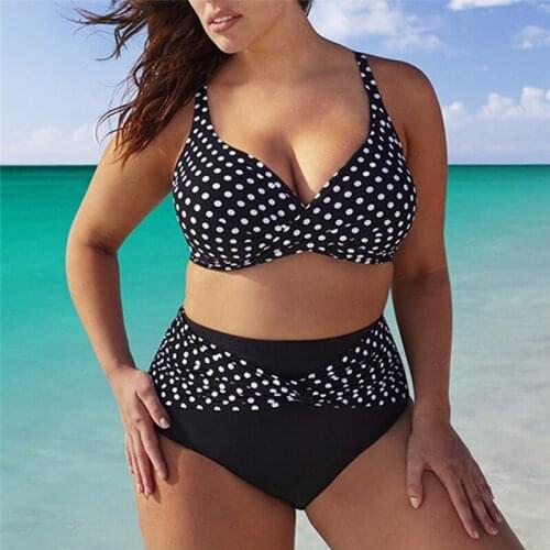 Kophia 5XL 6XL Large Big Plus Size Swimwear For Women Sexy Polka Dot Two Piece Swimsuit 2018 High Waisted Big Cups Bathing Suit