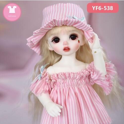 Beautiful BJD SD Doll Clothes hat 1/6 Cute Pink Girl Princess jeans Dress For Gary Yosd Body Doll Accessories