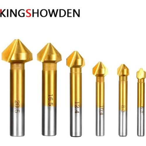 6Pcs HSS Countersink Drill Bit Set 90 Degree Countersink Bits Titanium Chamfer Cutter Milling Cutter Drill Bits