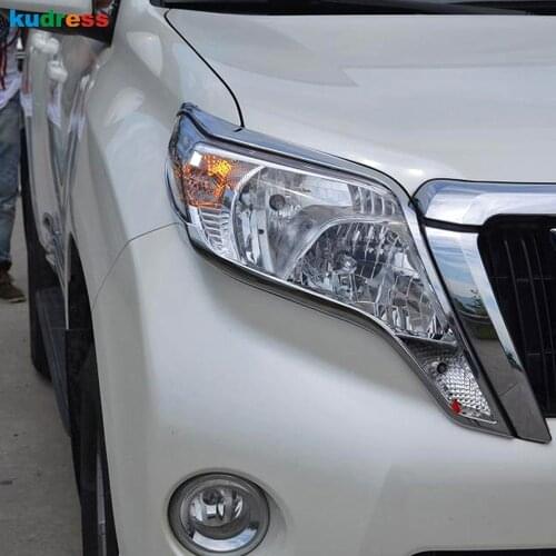 For Toyota Land Cruiser Prado J150 J 150 2014 2015 ABS Chrome Front Headlight lamp cover Trim Motorcar Headlamp Protector Stick