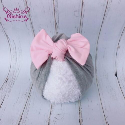 Nishine Infant Cotton Bow Skull Beanies Hat Baby Girls Solid Color Knotted Indian Hat Photography Props Outdoor Decoration