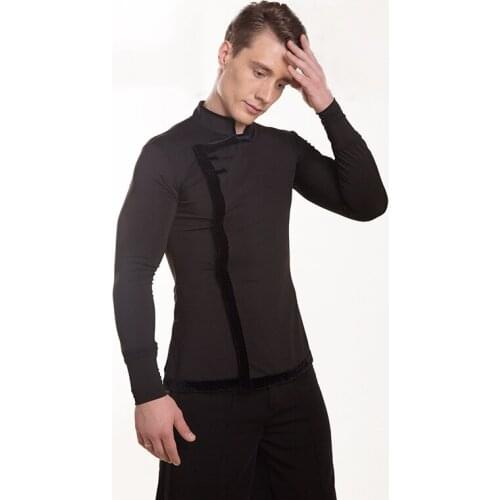 New MenS Latin Dance Tops Male Autumn Long Sleeve Tops Performance Outfit Competition Dancing Clothes Customized Size BL2798