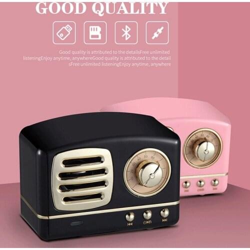 Portable Mini Retro Bluetooth Speaker Built In Mic And Aux Support Memory Card