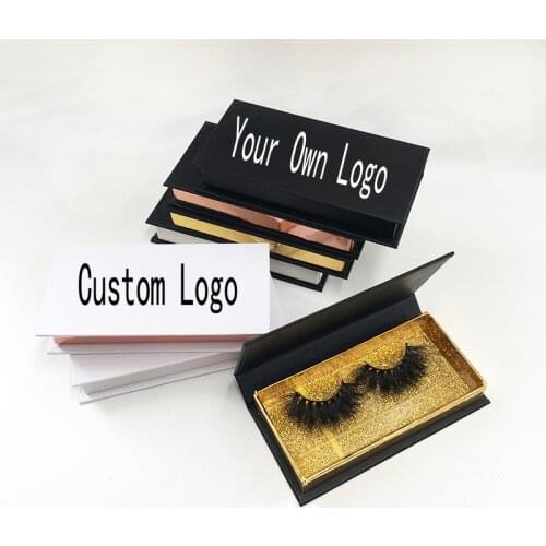 5D Mink Eyelash Package Box White Gold Lash Case with Clear Tray Empty Custom Private Case