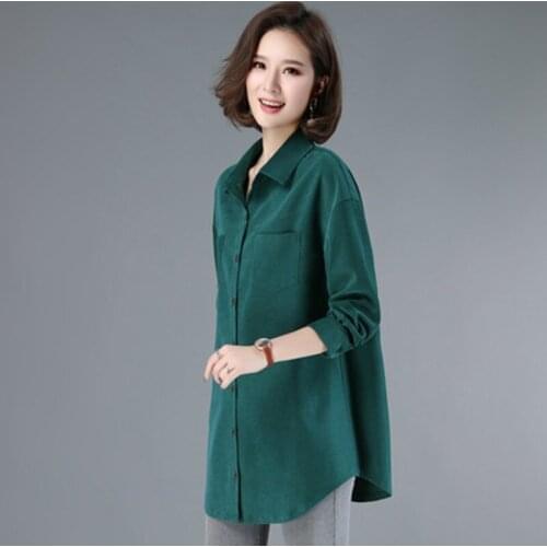 Long-sleeve Shirt Jacket Womens Fashion Mid-length 2021 Spring Autumn New Straight Loose Casual Middle-aged Ladies Cardigan Top
