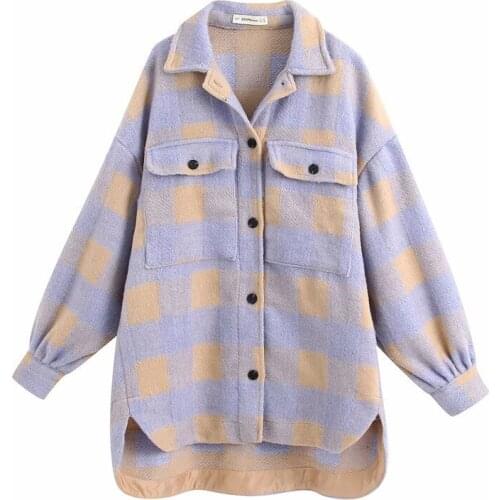 Europe and the United States in the spring of the new leisure long-sleeved lapels big long shirt pocket single-breasted