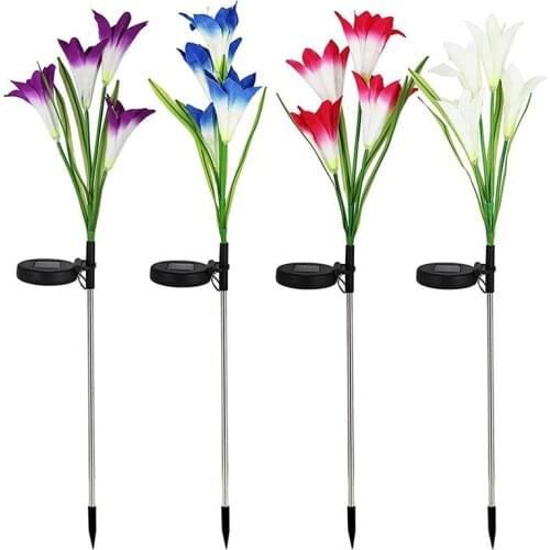 Solar Garden Lights Solar Lily Flower Lights Multi-Color Changing Landscape Lighting Outdoor Solar Ground Lights