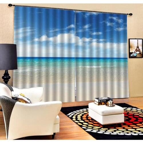 Beach curtains 3D Window Curtain Dinosaur print Luxury Blackout For Living Room blue curtains