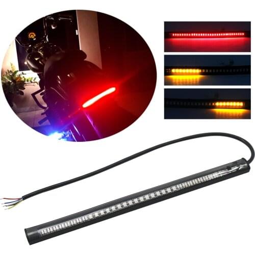 Motorcycle Light Bar Strip 2835 SMD 48 LED Red Amber Color Brake Stop Turn Signal Tail Light Moto License Plate Light Integrated