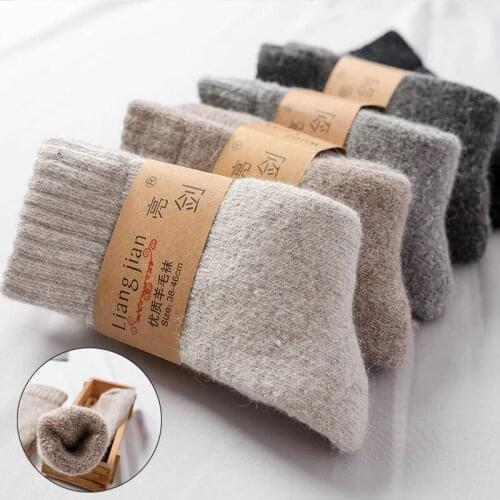 Thick Thermal Mens Socks Stylish Winter Men Keep Warm Wool Dress Gentleman Short Casual Long Socks 38-46