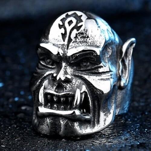 Trend Retro Style Violent Orc Ring Fashion Domineering Mens Silver Color Ring Personality Hip Hop Men Motorcycle Party Jewelry