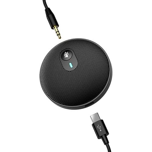 Omnidirectional Condenser Microphone Conference Mic for Video Chat/Online Teaching/Live Streaming Wide Compatibility Black