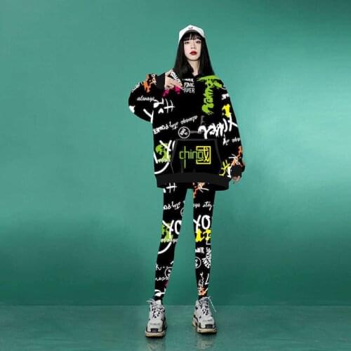 Womens Hoodies Suits Chinese Fashion Suits Plus Size Loose Hoodies and Leggings Two-piece Sets Ins Net Trend Casual Sportswear