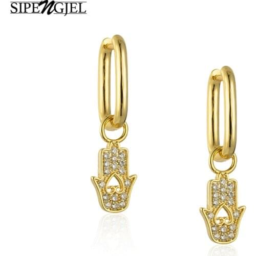 SIPENGJEL Fashion Heart Oval Hoop Dangle Earrings For Women Punk Geometric metal Oval Drop Earrings Female Party Jewelry 2021