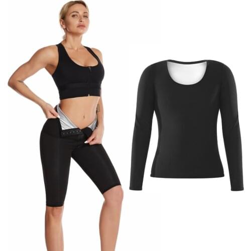 Women Sweat Sauna Pants Body Shaper Slimming Shirt Thermo Shapewear Set Waist Trainer Tummy Control Fitness Legging Workout Suit
