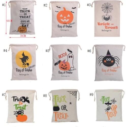 Halloween Candy Bag Gift Sack Treat or Trick Pumpkin Printed Canvas Bags Hallowmas Christmas Party Festival Drawstring Bag SN