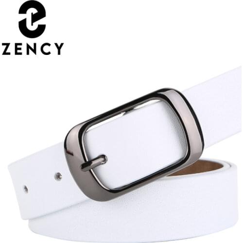 Zency Soft Cowhide Leather Waist Belt High Quality Womens Waistband For Jeans Dress Lady Simple Casual Female Cinturones Black