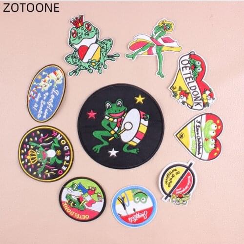 ZOTOONE Sew on Patches Oetel donk Frog Carnival for Netherland Iron on Embroidered Patch for Clothing DIY Badge for Clothes G