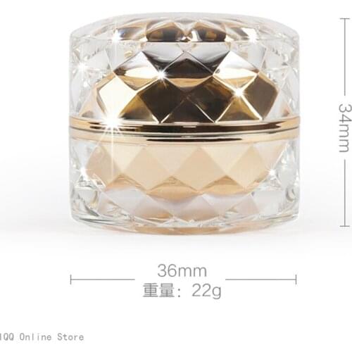 10pcs 7g Gold / Silver Bright Diamond Acrylic for Nail Art Makeup Cosmetic Cream Jar Box Lotion Mask Refillable Bottles
